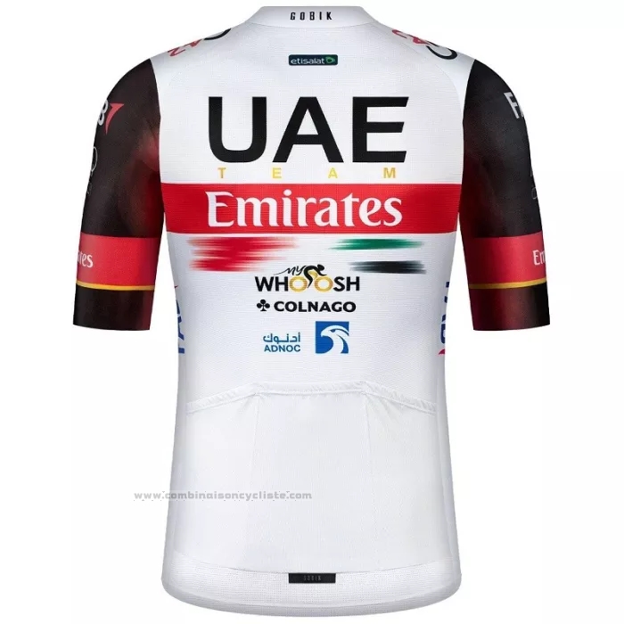 2022 Maillot Cyclisme UAE Noir Blanc Rouge Manches Courtes et Cuissard
